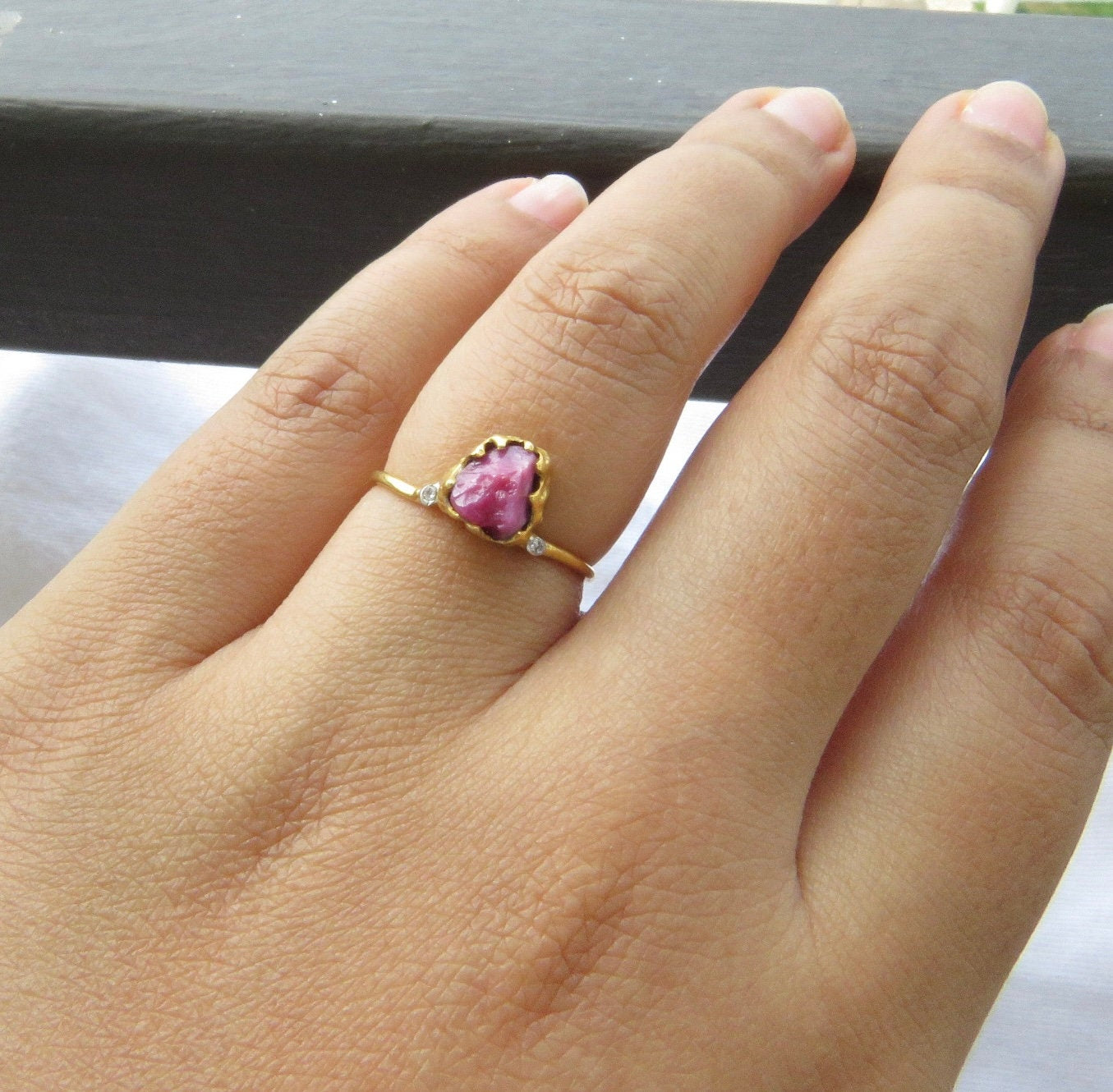 Natural Raw Ruby Solitaire Ring