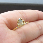 Natural Raw Opal & Diamond Solitaire Ring