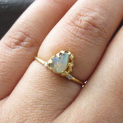 Natural Raw Opal & Diamond Solitaire Ring