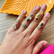 Natural Raw Birthstone Solitaire Rings - Rough Gemstone Jewelry