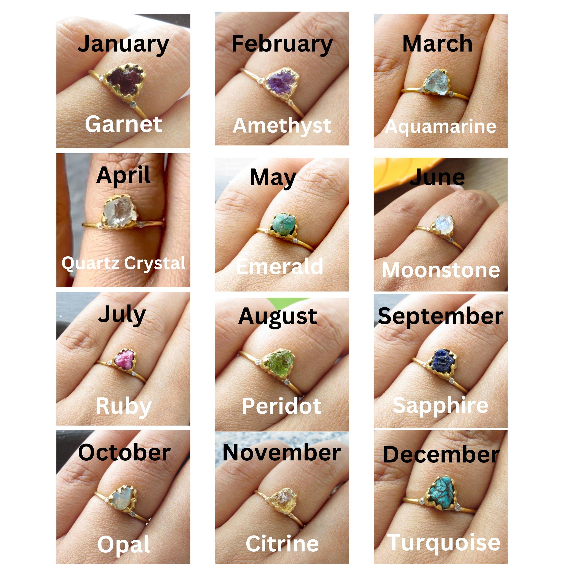 Natural Raw Quartz Crystal Solitaire Ring