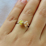 Natural Raw Yellow & Red Diamond Ring