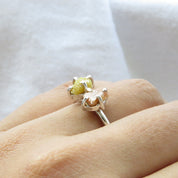 Natural Raw Yellow & Red Diamond Ring