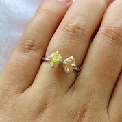 Natural Raw Yellow & Red Diamond Ring