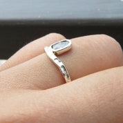 Sterling Silver Salt & Pepper Diamond Slice Solitaire Ring