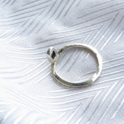 Sterling Silver Salt & Pepper Diamond Slice Solitaire Ring