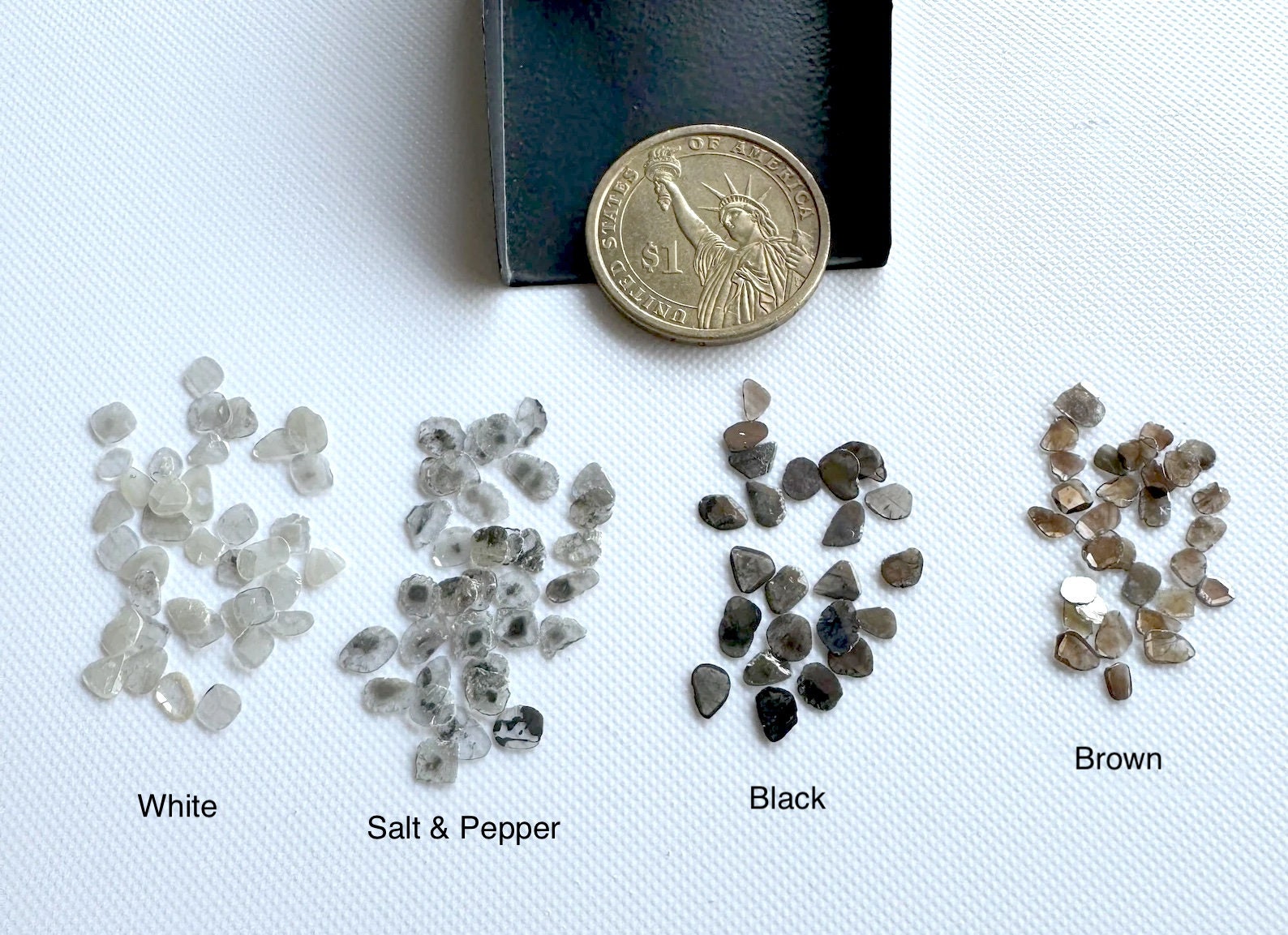 Sterling Silver Salt & Pepper Diamond Slice Solitaire Ring