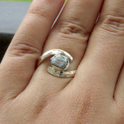 Natural Raw Blue Diamond Solitaire Statement Ring