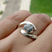 Natural Raw Blue Diamond Solitaire Statement Ring