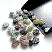 White Raw Diamond Chunky Boho Style Solitaire Statement Ring