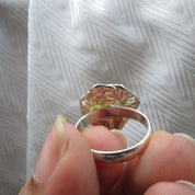 White Raw Diamond Chunky Boho Style Solitaire Statement Ring