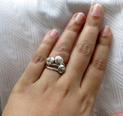 3 Stone Gray Raw Diamond Ring