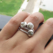 3 Stone Gray Raw Diamond Ring