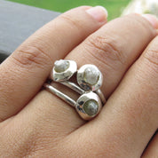 3 Stone Gray Raw Diamond Ring