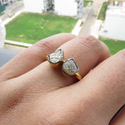 2 Stone Raw Yellow Diamond Ring