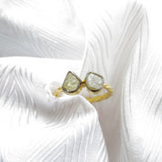 2 Stone Raw Yellow Diamond Ring
