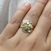 Yellow Raw Diamond Chunky Boho Style Solitaire Statement Ring