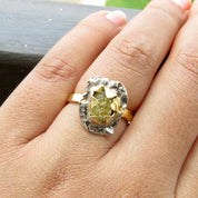 Yellow Raw Diamond Chunky Boho Style Solitaire Statement Ring