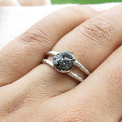 Black Raw Diamond Solitaire Everyday Wear Ring