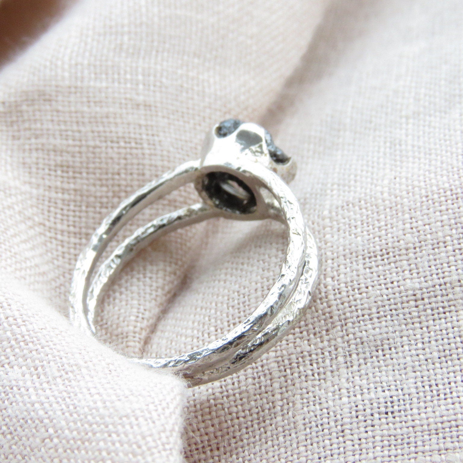 Black Raw Diamond Solitaire Everyday Wear Ring