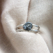 Black Raw Diamond Solitaire Everyday Wear Ring