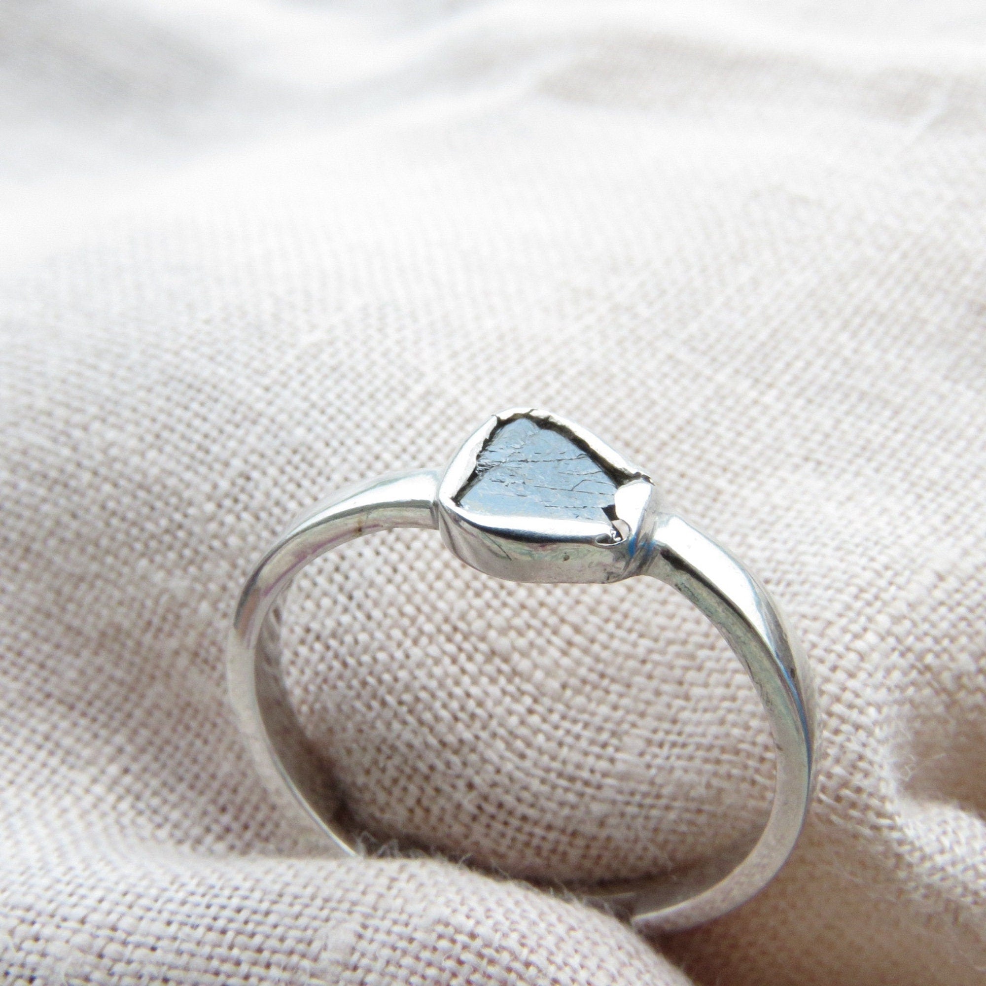 Dainty Black Raw Diamond Solitaire Everyday Wear Ring