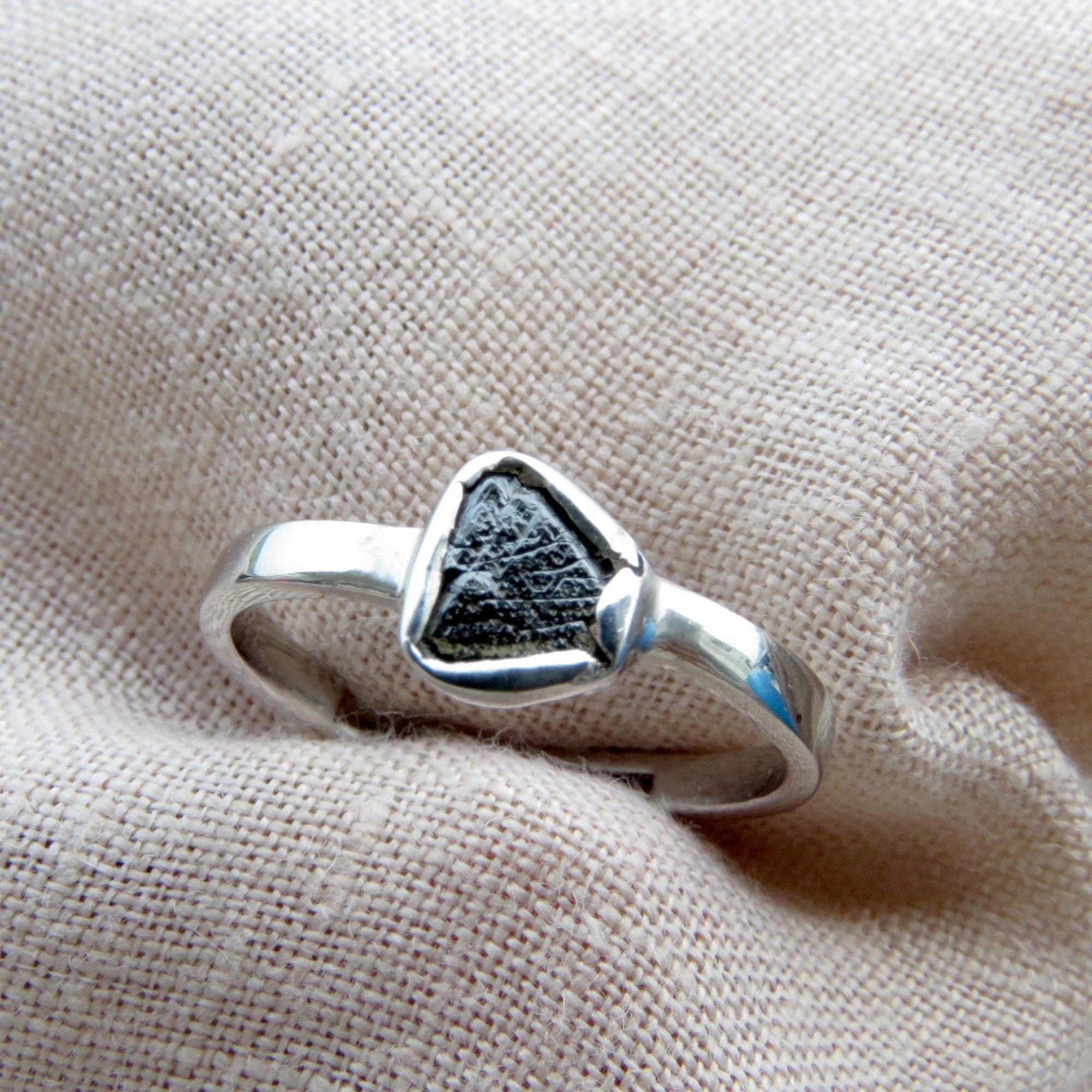 Dainty Black Raw Diamond Solitaire Everyday Wear Ring