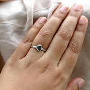 Dainty Black Raw Diamond Solitaire Everyday Wear Ring