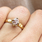 Brown Raw Diamond Gold Hammered Solitaire Statement Ring