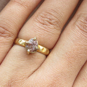 Brown Raw Diamond Gold Hammered Solitaire Statement Ring