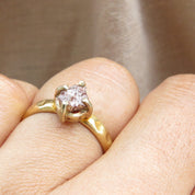 Brown Raw Diamond Gold Hammered Solitaire Statement Ring