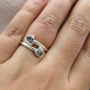 2 Stone Black Raw Diamond Ring