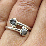 2 Stone Black Raw Diamond Ring