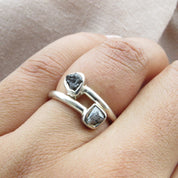 2 Stone Black Raw Diamond Ring