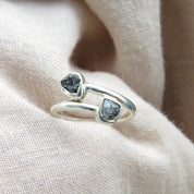 2 Stone Black Raw Diamond Ring