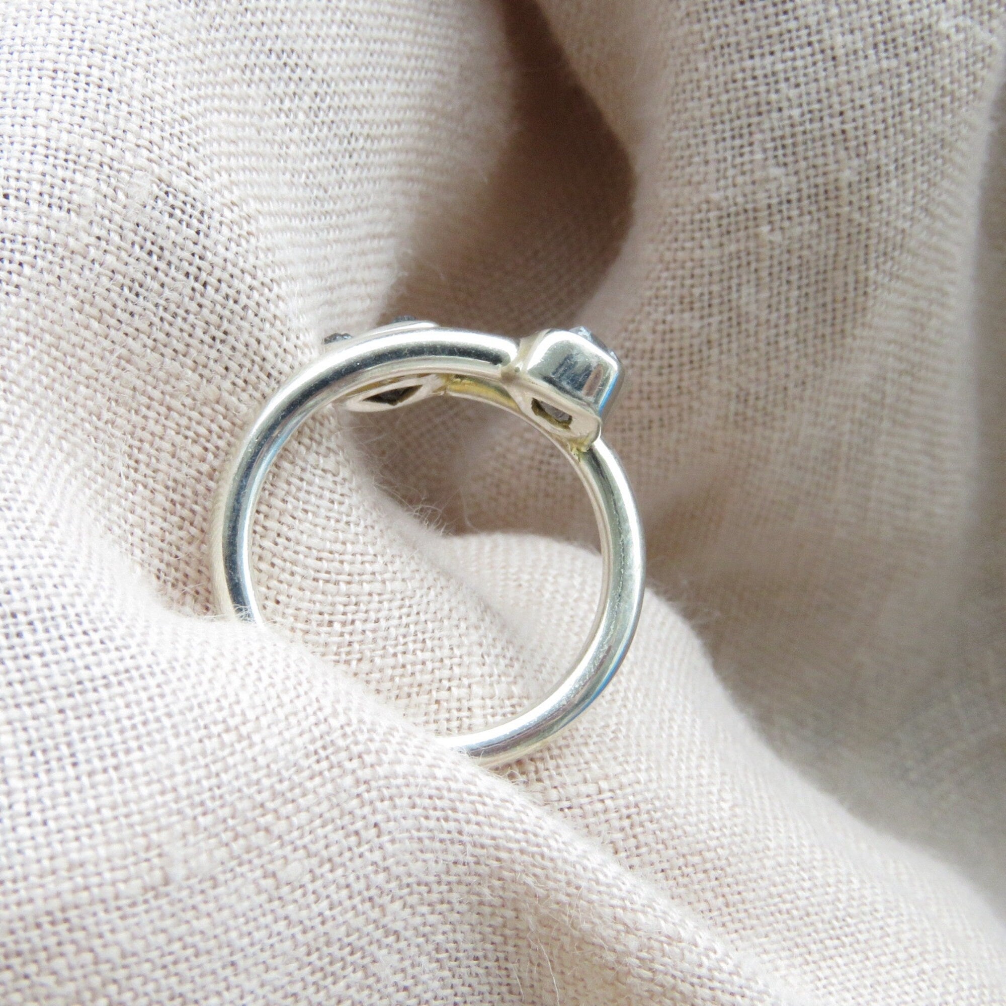 2 Stone Black Raw Diamond Ring