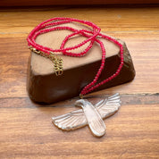 Hand Carved Crystal Soaring Phoenix Bird Pendant Necklace