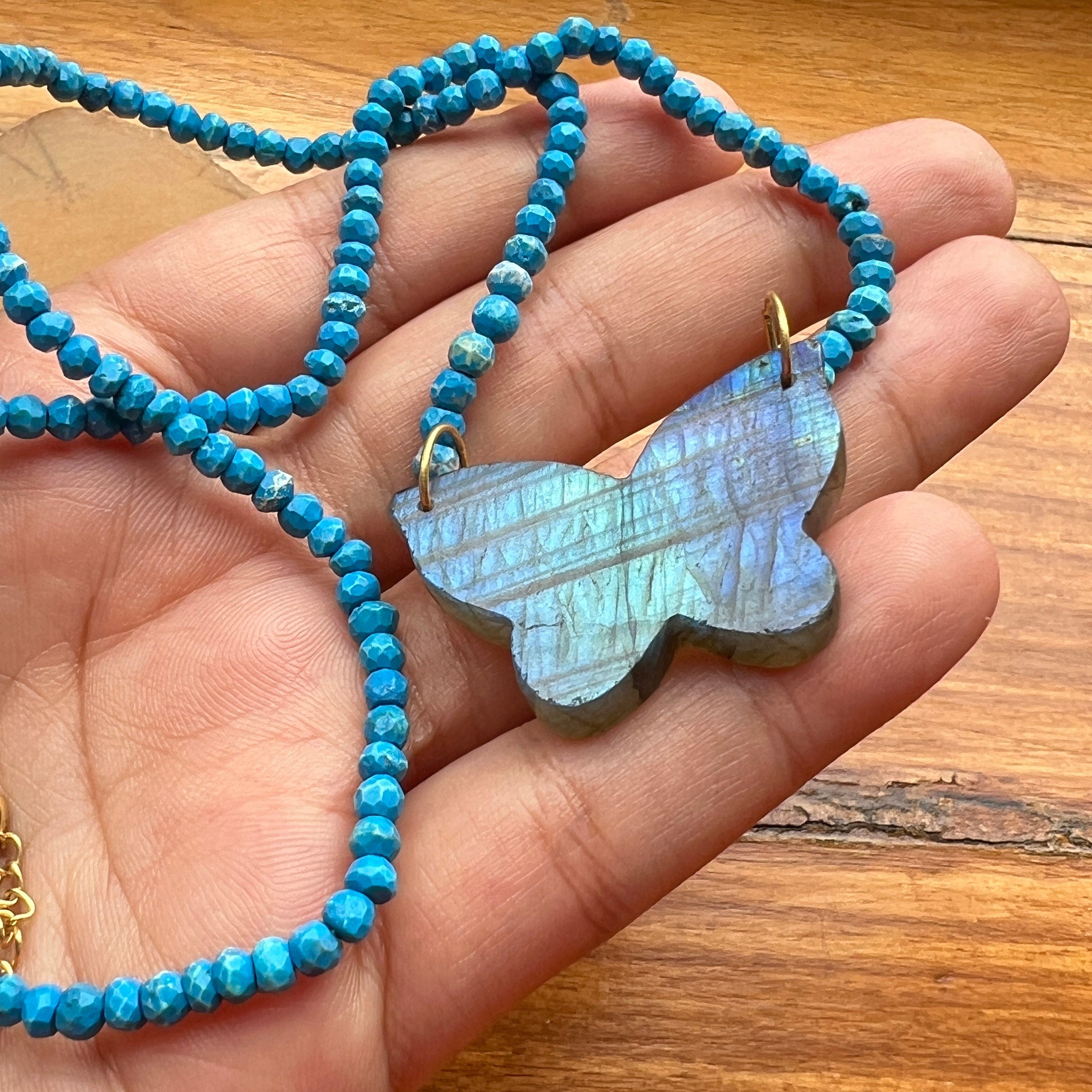 Butterfly Labradorite Pendant Necklace