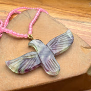 Fluorite Soaring Phoenix Bird Pendant Necklace