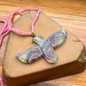 Fluorite Soaring Phoenix Bird Pendant Necklace