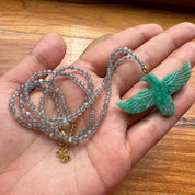 Green Amazonite Soaring Phoenix Bird Pendant Necklace