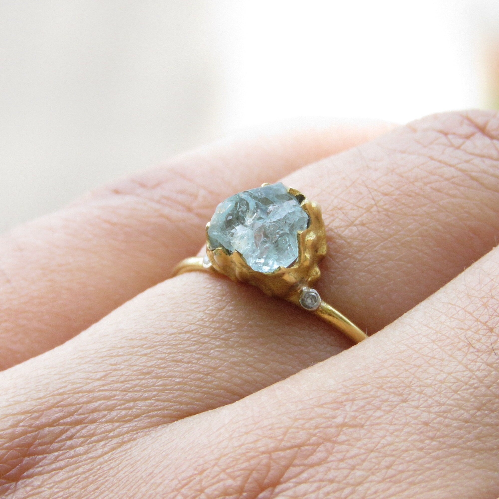 Raw Blue Aquamarine Ring