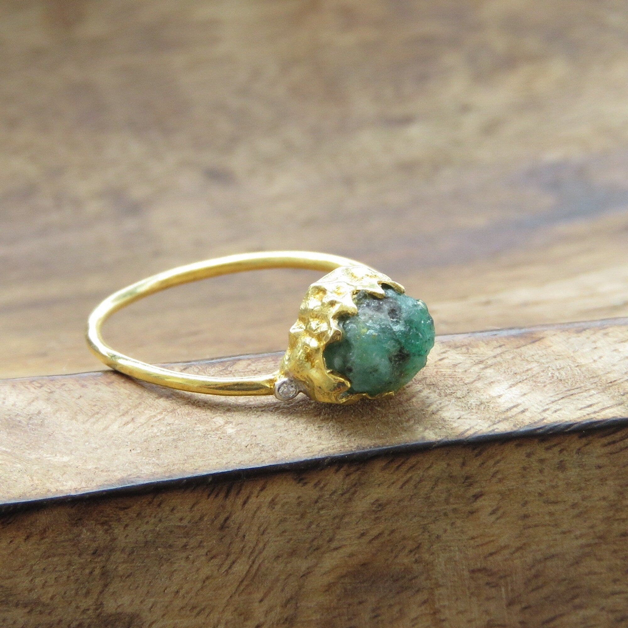 Natural Raw Emerald Ring