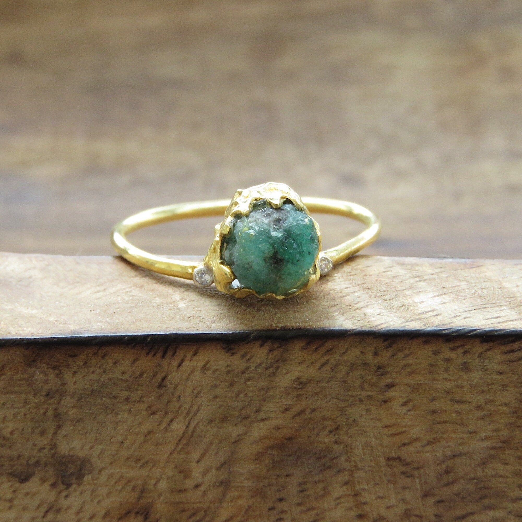 Natural Raw Emerald Ring