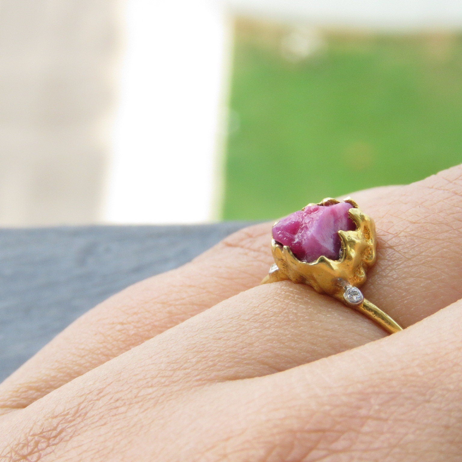 Natural Raw Ruby Solitaire Ring