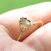 Natural Raw Opal & Diamond Solitaire Ring