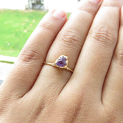 Natural Raw Amethyst Solitaire Ring