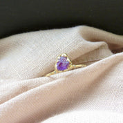 Natural Raw Amethyst Solitaire Ring