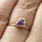 Natural Raw Amethyst Solitaire Ring