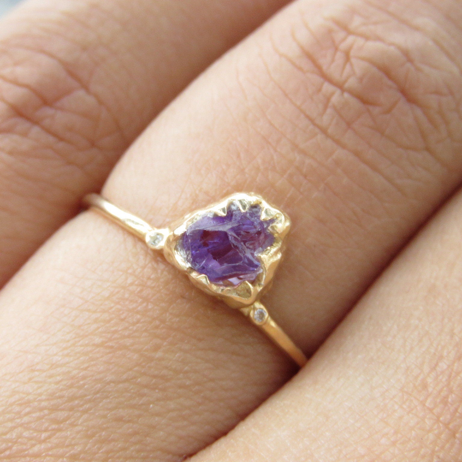 Natural Raw Birthstone Solitaire Rings - Rough Gemstone Jewelry